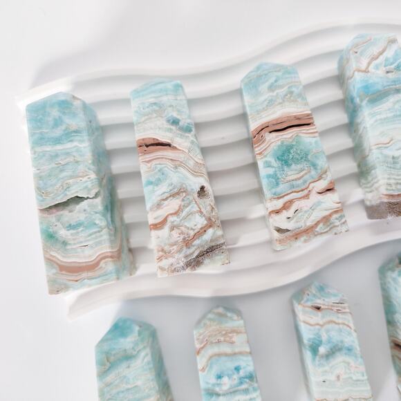 Blue Aragonite Tower Point Communication Crystal - Picture 2 of 10